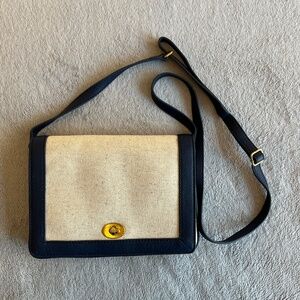 J. Crew linen and leather crossbody bag